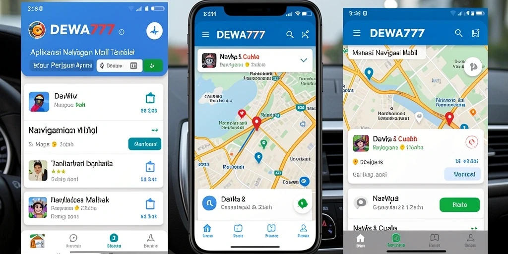 Tampilan antarmuka aplikasi DEWA777 untuk navigasi mobil yang intuitif.