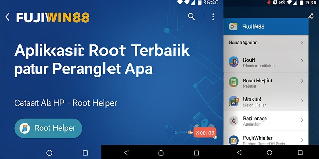 Screenshot utama FUJIWIN88 yang menunjukkan antarmuka pengguna dan fungsi utama aplikasi Root Helper.