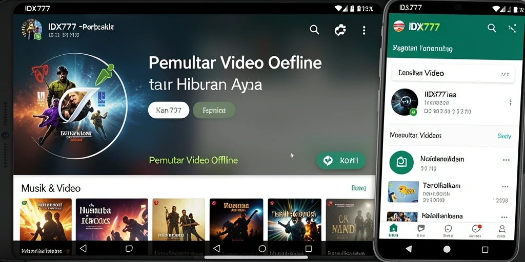 Tampilan antarmuka IDX777 saat memutar video offline.