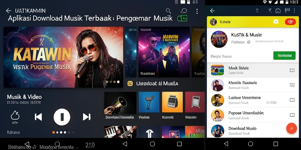 Tampilan antarmuka aplikasi KATAWIN untuk Download Musik.