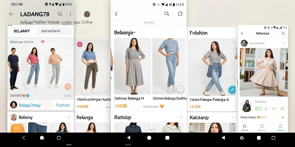 Antarmuka aplikasi LADANG78 menampilkan berbagai produk fashion yang menarik.