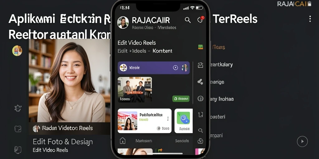 Tampilan antarmuka pengguna RAJACAIR untuk edit video reels.