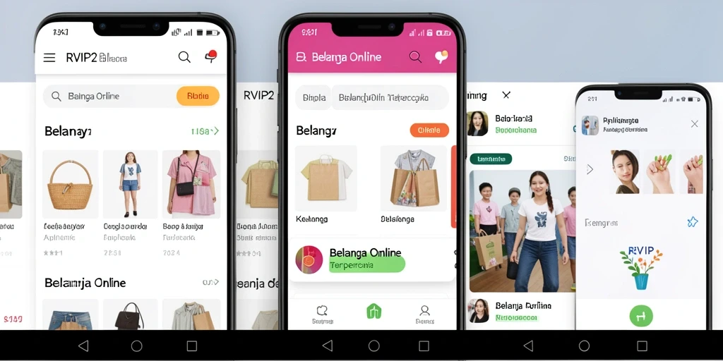 Antarmuka aplikasi RVIP2 untuk belanja online yang menarik.