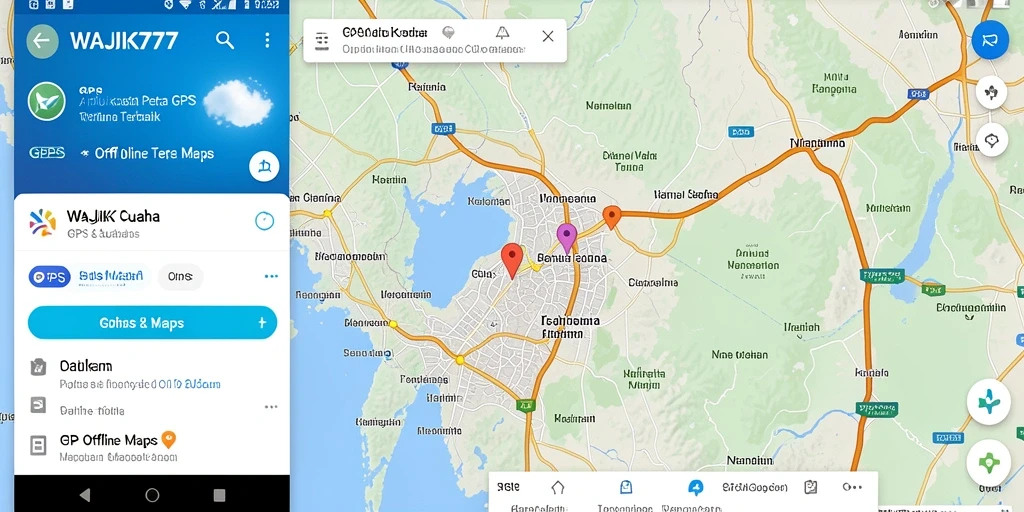 Antarmuka aplikasi WAJIK777 yang sederhana dan fungsional untuk navigasi GPS Offline.